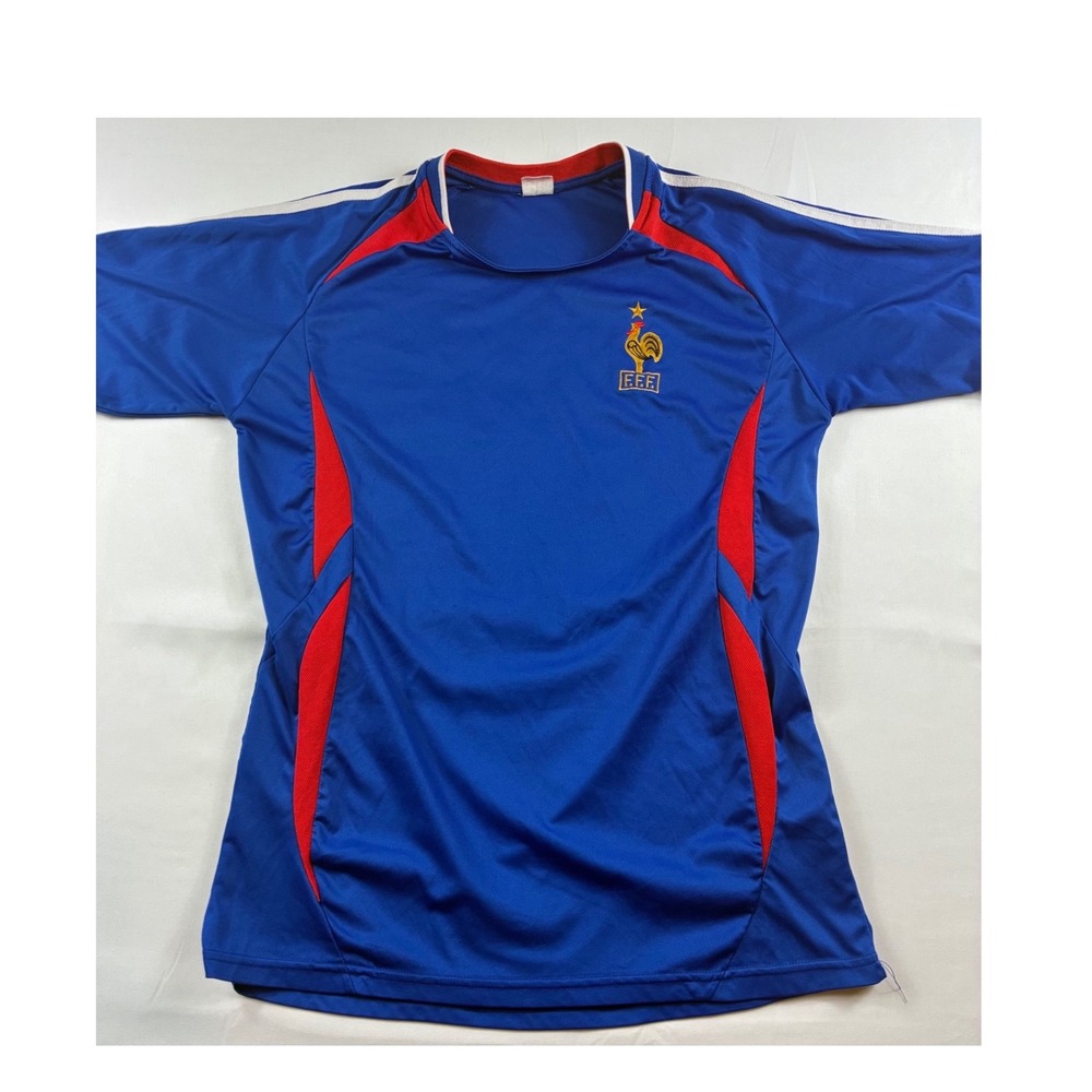 France Soccer Jersey Mens L Blue Henry 12 FFF National Team Football Shirt Good